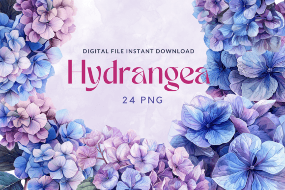 Download Hydrangea Watercolor Flowers Sublimation - Flower Collection