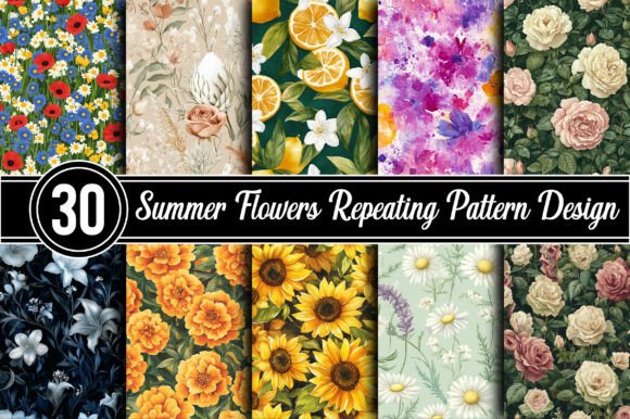 Download Summer Flowers Repeating Pattern Design - Flower Collection