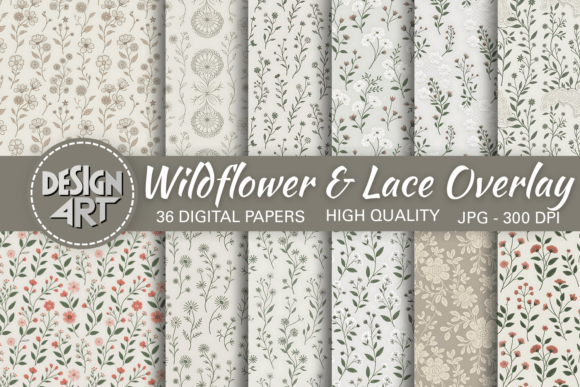 Download Wildflower &amp; Lace Overlay Patterns - Flower Collection