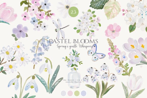 Download Spring Florals Pastel Flowers Clipart - Flower Collection