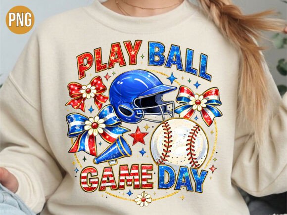 Download Play Ball Game Day Baseball PNG T-SHIRT - Play ball Collection