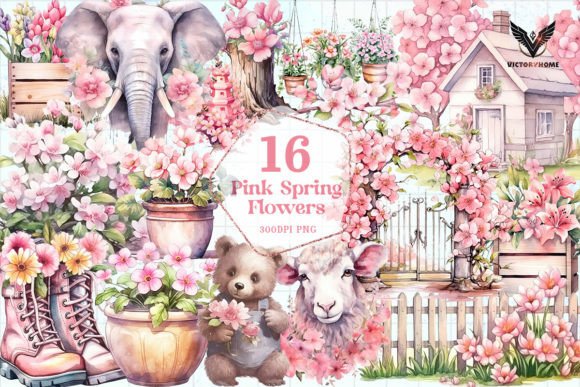 Download Pink Spring Flowers Sublimation Clipart - Flower Collection