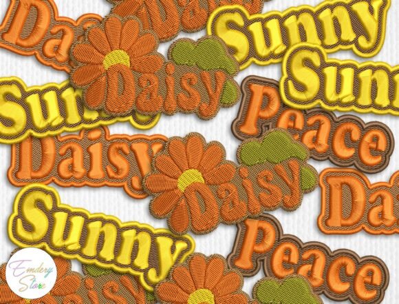 Download Retro Flower Word Embroidery Patch - Flower Collection