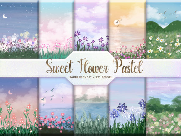Download Sweet Flower Pastel Digital Paper Pack - Flower Collection