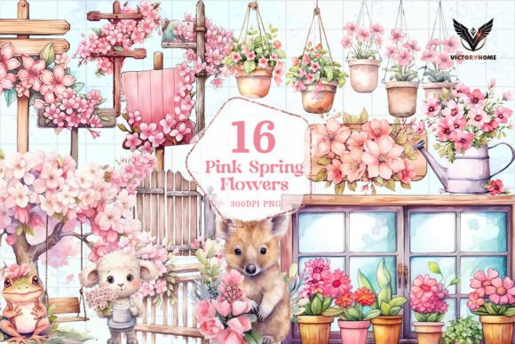 Download Pink Spring Flowers Sublimation Clipart - Flower Collection