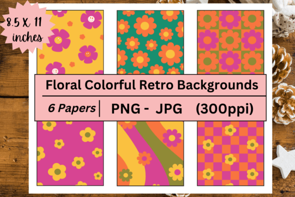 Download Floral Colorful Retro Backgrounds - Retro backgrounds Collection
