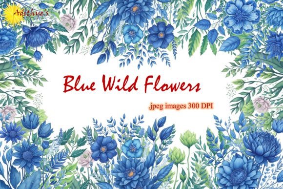 Download Blue Wild Flowers - Sublimation Clipart - Flower Collection