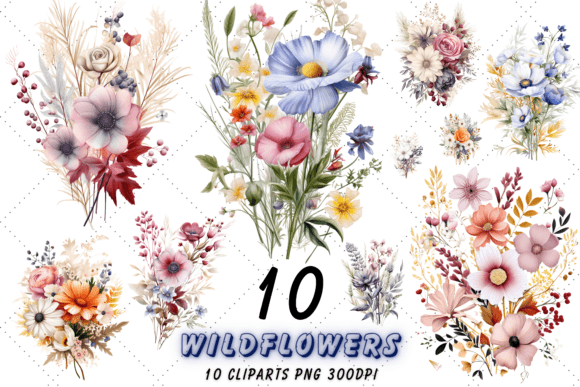 Download Snowy Wildflowers Sublimation Clipart - Flower Collection