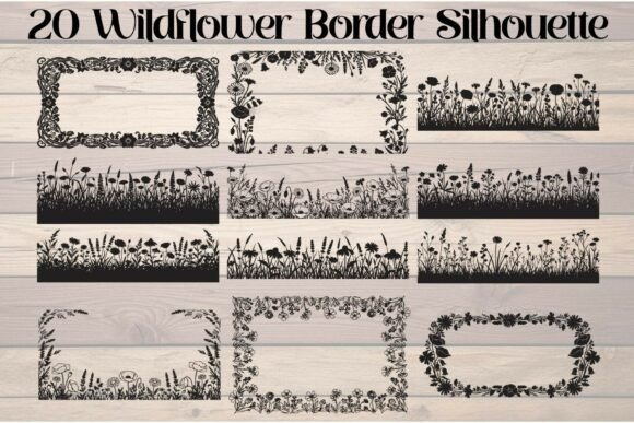 Download Wildflower Border Silhouette - Flower Collection
