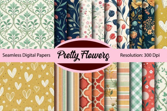 Download PRETTY FLOWERS Seamless Digital Paper - Flower Collection