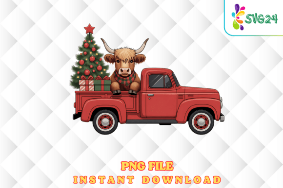 Download Christmas Cow Red Truck PNG - Premium Resources