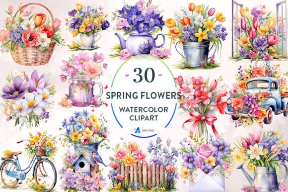 Download Watercolor Spring Flowers Sublimation - Flower Collection