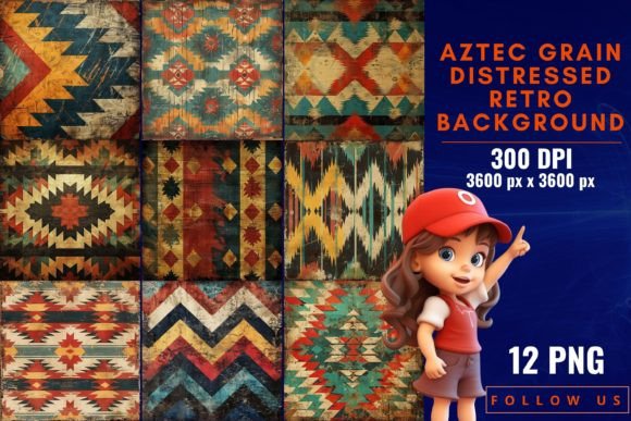 Download Aztec Grain Distressed Retro Backgrounds - Retro backgrounds Collection
