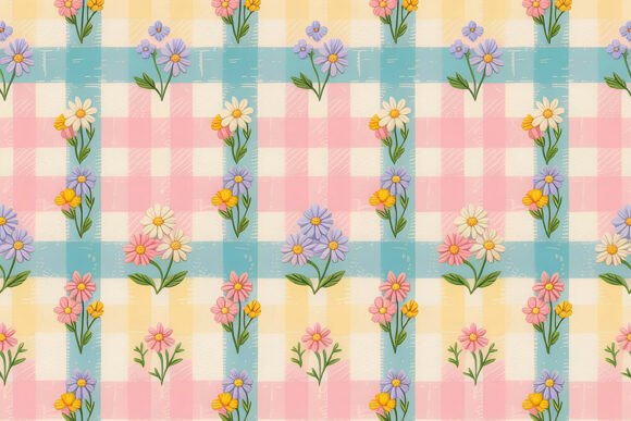 Download Colorful Wildflower Gingham Pattern - Flower Collection