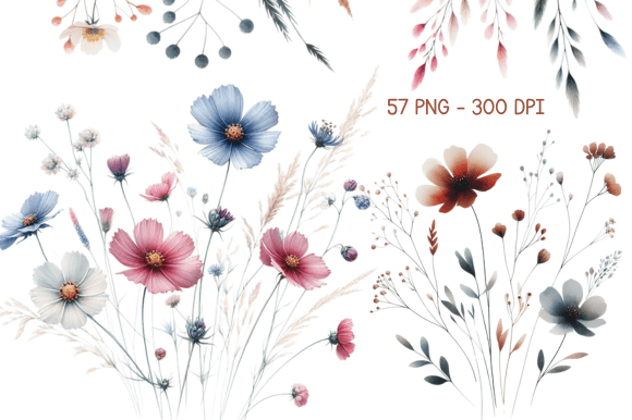 Download Watercolor Wild Flowers Sublimation PNG - Flower Collection